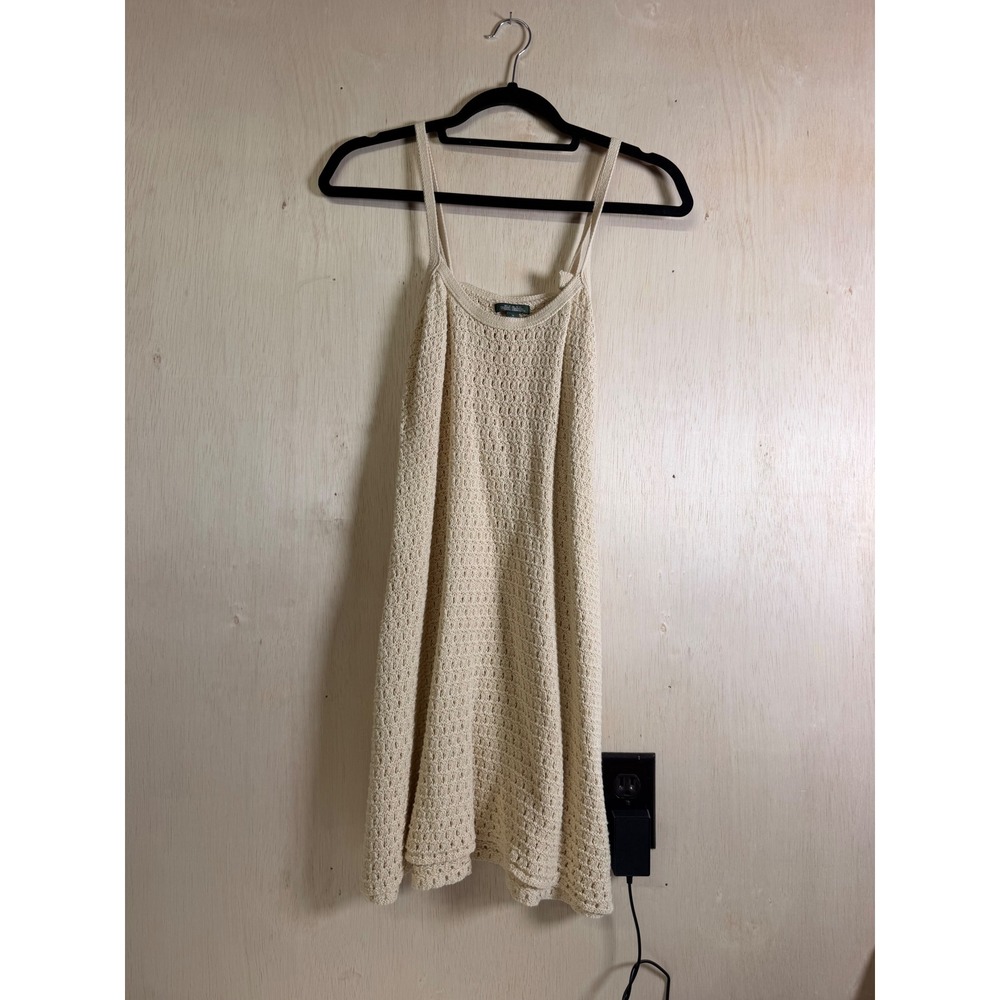 Wild Fable Crochet‎ Mini Dress Women Medium Cream Excellent Boho Open Knit Tank